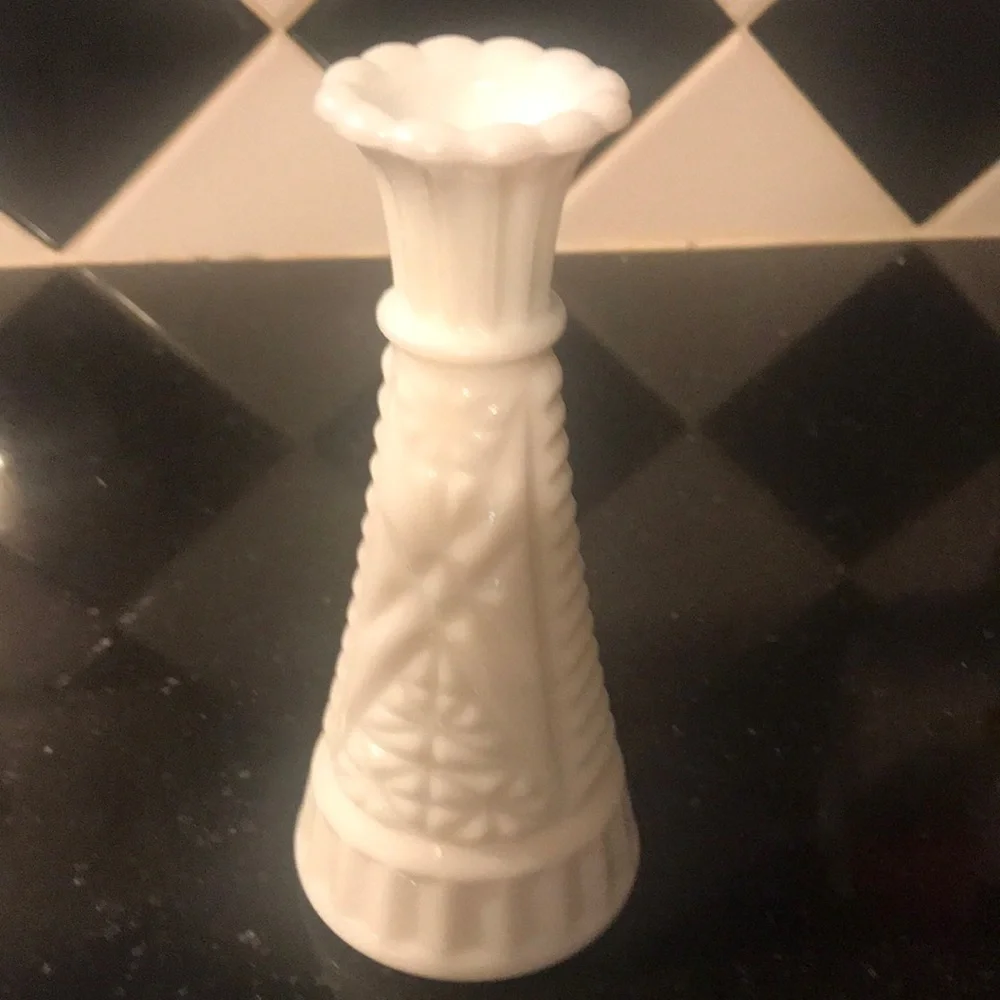 Milk glass bud vase
